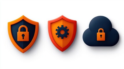 Colorful digital security icons representing protection and cloud security services.