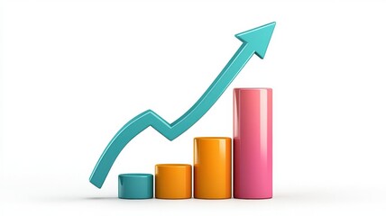 Colorful graph showing upward growth and progress in business metrics.