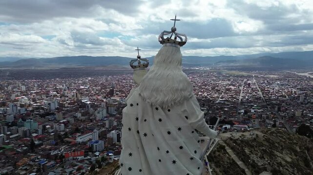 Oruro huge sculpture of virgen mary in Bolivia