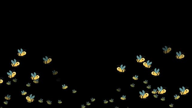 bee, emoji, animated, insect, cute, honey, buzzing, nature, flower, pollination, yellow, black, wings, honeycomb, motion, movement, animation, symbol, cheerful, happy, buzzing bee, animal, garden, spr