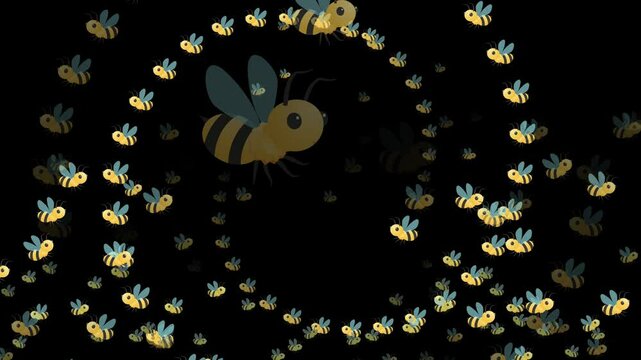 bee, emoji, animated, insect, cute, honey, buzzing, nature, flower, pollination, yellow, black, wings, honeycomb, motion, movement, animation, symbol, cheerful, happy, buzzing bee, animal, garden, spr