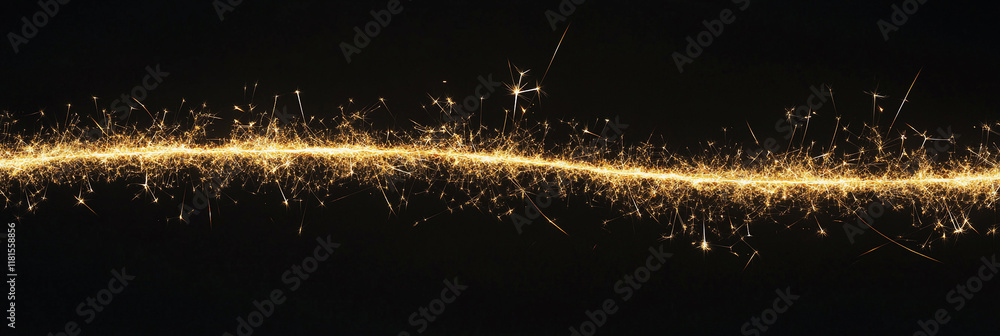 Poster sparkling golden line against a dark background