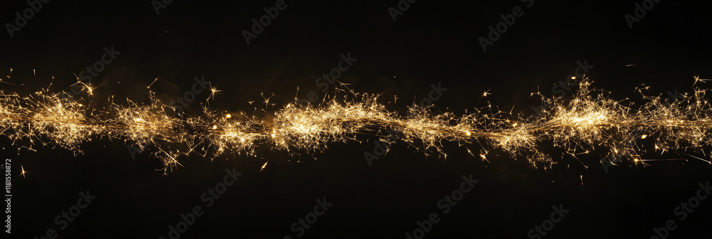 Poster sparkling light trail creates shimmering effect in darkness