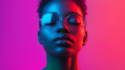 Concept, Sexual Identity, female sexuality, gender fluidity, identity, fluid, non binary, rainbow, love is love, close up of face of young woman, mixed race, inclusion, dreaming, colorful, portrait