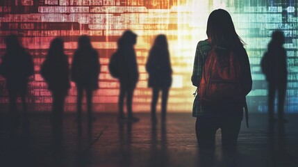 cyber bullying, concept internet regulation, teen mental health, social media addiction, social media problems, school kids, silhouette, technology, Stock image related to cyber bullying, conceptual