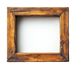 Isolated blank wooden frame ready for creative decoration or artwork display in a minimalist setting. Isolated on transparent background, png.