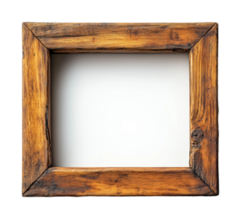 Isolated blank wooden frame ready for creative decoration or artwork display in a minimalist setting. Isolated on transparent background, png.