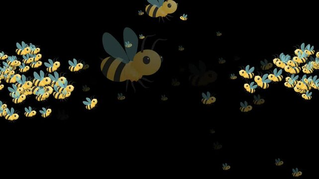 bee, emoji, animated, insect, cute, honey, buzzing, nature, flower, pollination, yellow, black, wings, honeycomb, motion, movement, animation, symbol, cheerful, happy, buzzing bee, animal, garden, spr