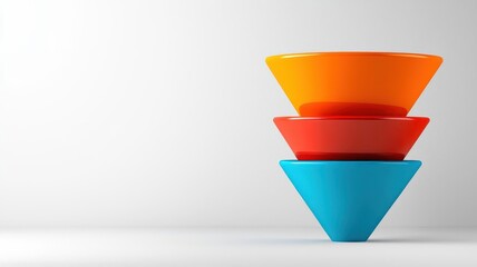 Colorful stacked cones creating a modern visual design element for creative projects.