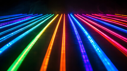 
Laser lines of light. Horizontal neon light. background