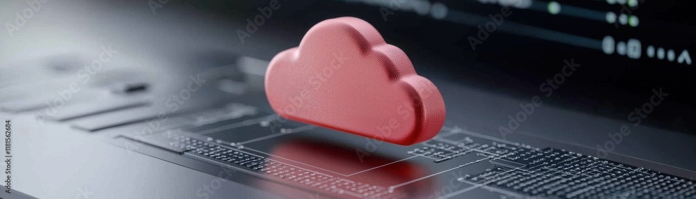 Aufkleber a red cloud icon sits atop a dark surface, symbolizing cloud computing and digital storage solutions