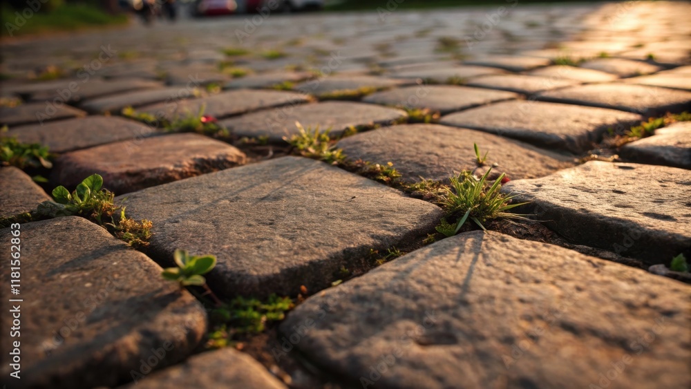 Poster a zoomedin view focusing on the edges of the paving stones emphasizing the intricate craftsmanship o