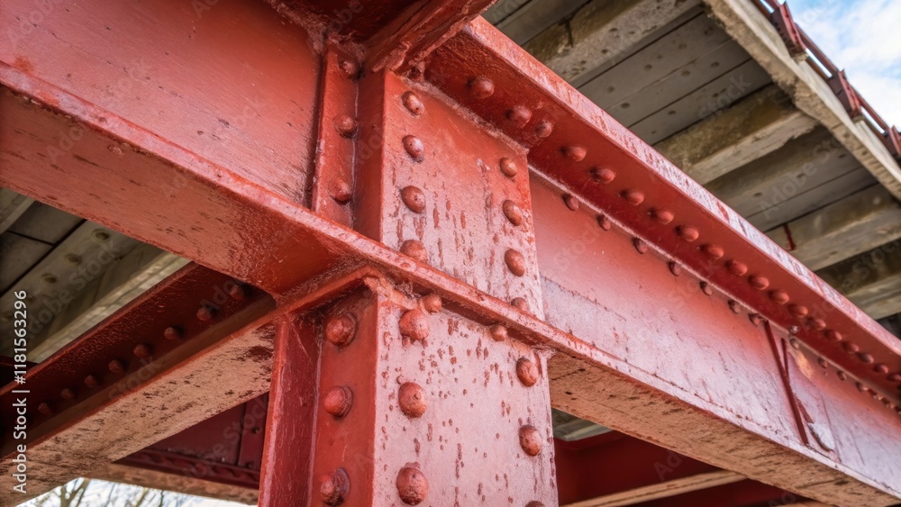 Poster closeup of a girders end shows intricate details of its crosssection revealing the internal webbing 