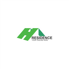 letter h logo icon for residence or building identity with creative illustration