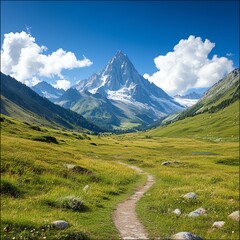 Fototapeta premium Breathtaking mountain view in serene landscape.