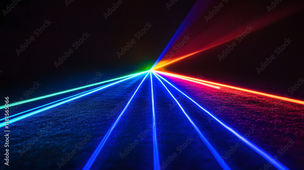 Poster laser lines of light. horizontal neon light. background