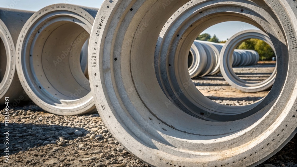 Poster in this detailed shot several precast tunnel rings are tightly packed their circular forms contrasti