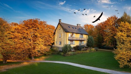 Obraz premium autumn landscape with house