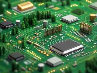 Close-up of a circuit board with components.