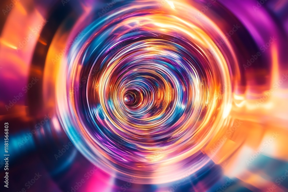 Poster colorful abstract swirling vortex of light and motion effects : generative ai