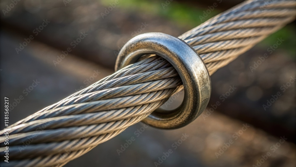 Poster this image presents a macro perspective of a single cable tightly around a ring fitting emphasizing 