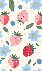 seamless pattern with strawberries
