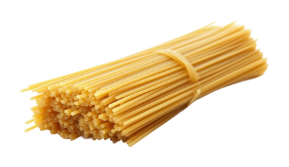 Spaghetti noodles showcasing their long, thin texture perfect for a variety of Italian dishes. Isolated on transparent background, png.