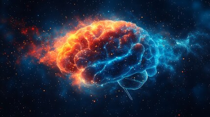 Naklejka premium Digital illustration of a brain with memory emotion and reasoning areas highlighted in vivid colors designed for cognitive neuroscience visuals