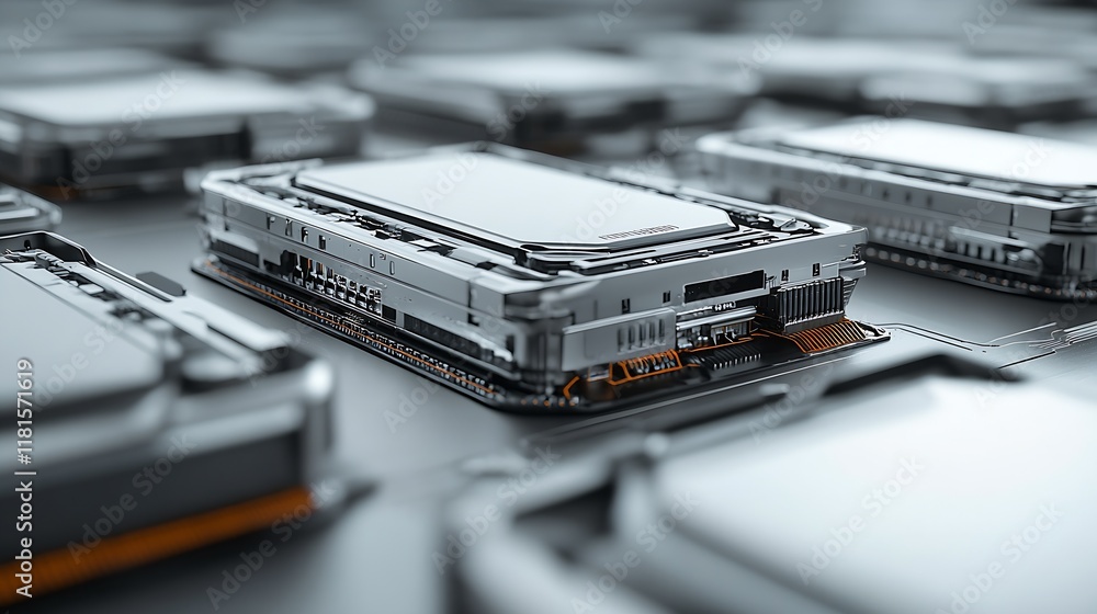 Leinwandbilder High Tech Microchips on Circuit Board in Futuristic Electronics Lab Setting : Generative AI