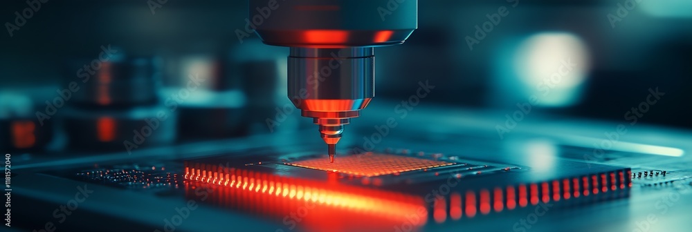 Aufkleber Precision Microchip Manufacturing Process with Advanced Drilling Technology : Generative AI