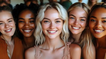Fototapeta premium Diverse Women Smiling Together: Friendship, Joy