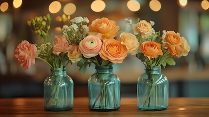 Peach Roses & Ranunculus Create Stunning Floral Arrangements