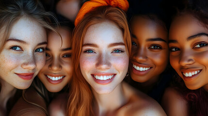 Fototapeta premium Diverse Women Smile, Celebrating Diversity and Friendship