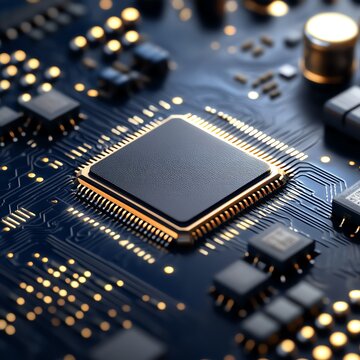 Close-up view of a computer microprocessor.