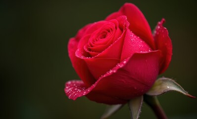 Beautiful red rose with droplets