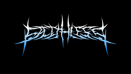 Faithless typography vector design. sharp, tribal and spiked, angular edges and a gradient blue white effect on a black background. Perfect for metal bands
