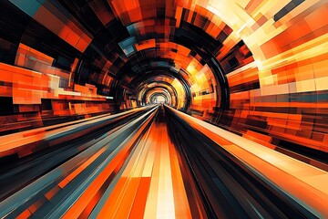 Fototapeta na wymiar Dynamic Abstract Digital Art of Futuristic Tunnel with Vivid Colors and Motion : Generative AI