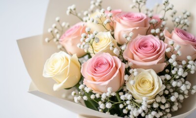 Delicate bouquet of pastel roses