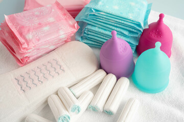 Sanitary hygiene set for woman menstrual period cycle protection.