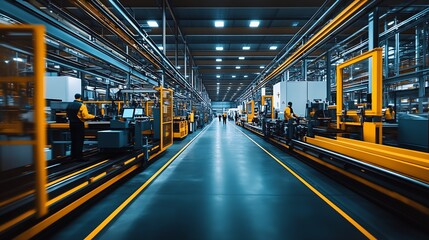 Fototapeta premium Futuristic Manufacturing Facility with Robotics and Automated Systems : Generative AI