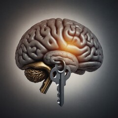 human brain close up, medical illustration