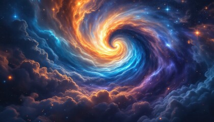 Mystical cosmic whirlpool in a starry night sky