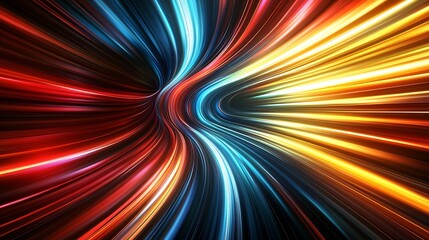 Obraz premium Vivid Dynamic Abstract Light Trails with Radiant Colors and Fluid Motion : Generative AI