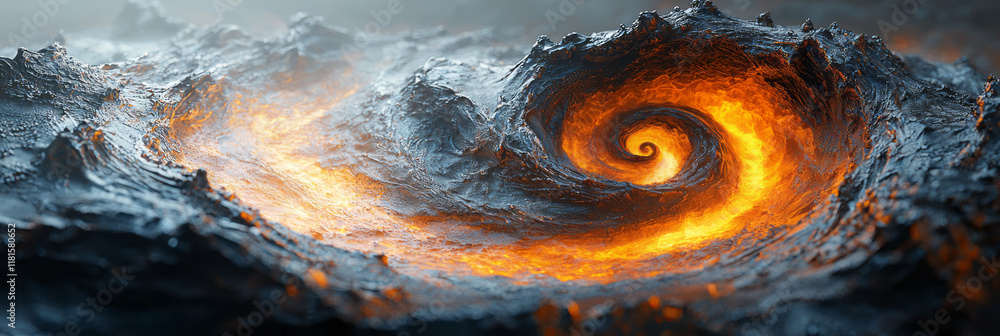 Aufkleber an artistic depiction of a circular spiral structure with organic textures and warm gradient hues, i
