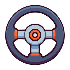 car steering wheel part flat color vector illustration template design