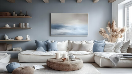 Cozy Living Room Decor Creates Relaxing Atmosphere with Neutral Colors