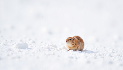 Curious lemming exploring snowy landscape, winter survival