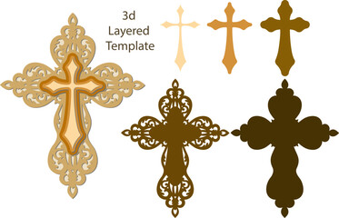 Christian Cross Laser Cut File, Cross Vector Template, Easter Decoration Laser Model, Filigree Christian Cross