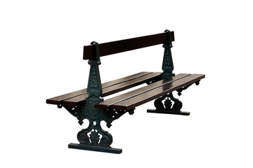 wooden bench isolated on a white background. vintage park bench