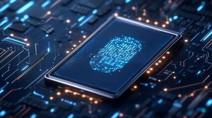 Digital fingerprint on smartphone display.